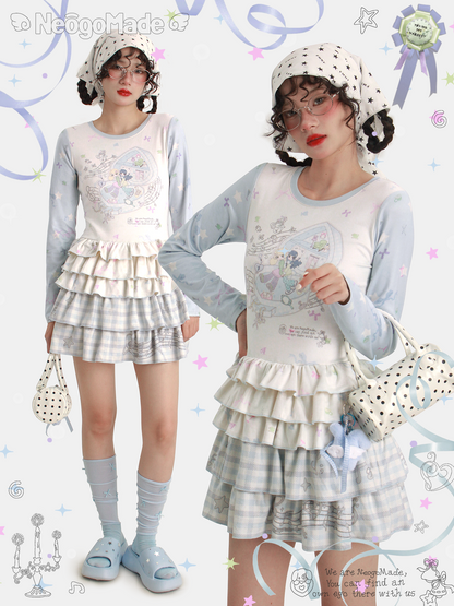 NeogoMade – Kawaii Star Print Ruffle Cake Dress dress NeogoMade