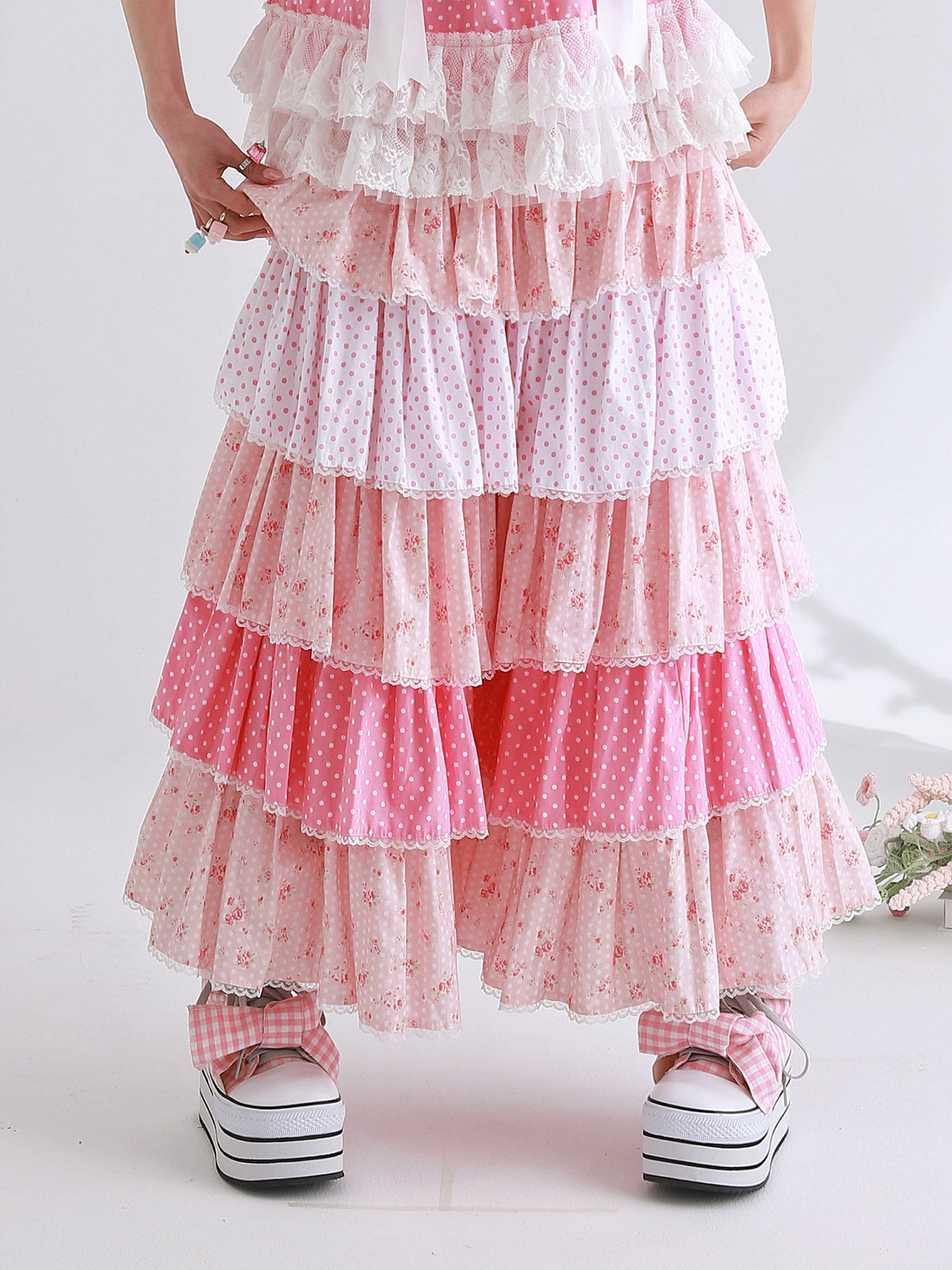 SOS MEME CLUB - Pink Polka Cake Pants skirt SOS MEME CLUB S