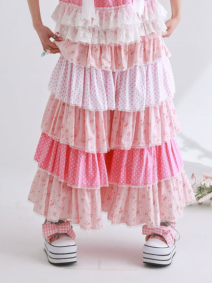 SOS MEME CLUB - Pink Polka Cake Pants skirt SOS MEME CLUB S