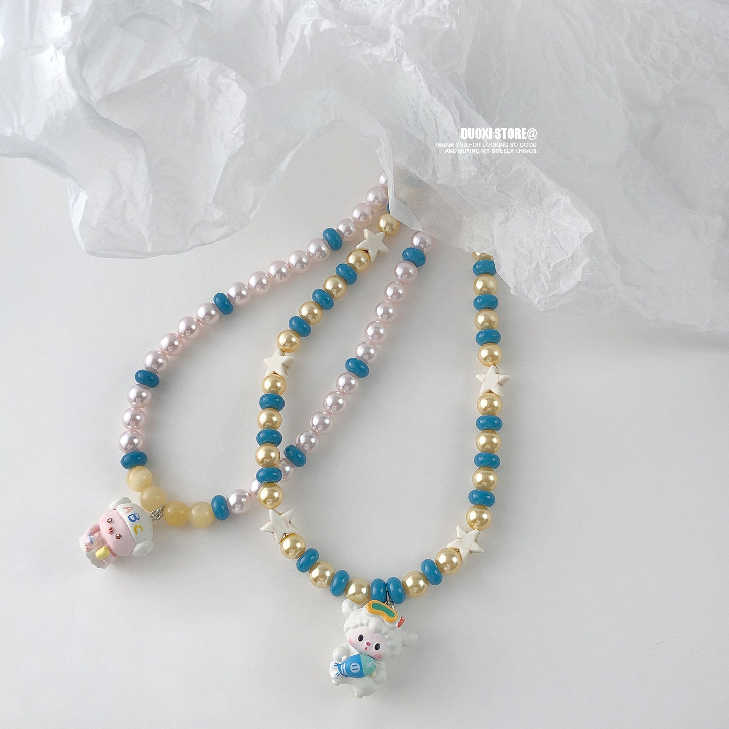Duoxi - Kawaii Animal Charm Pearl Beaded Necklace necklace DuoXi