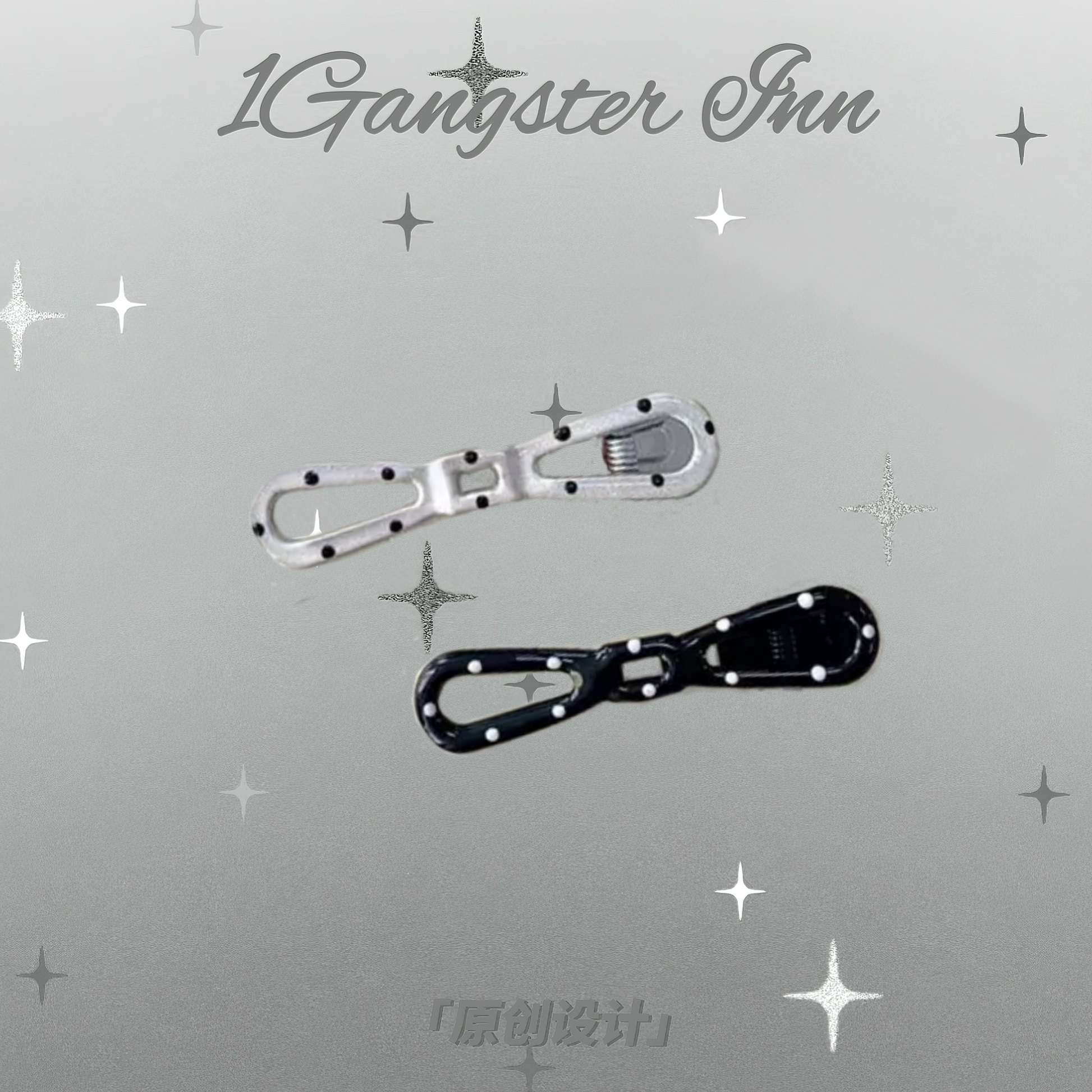 1Gangster Inn - Polka Dot Glitter Fishbone Hair Clips Set hair clip 1GASTERINN