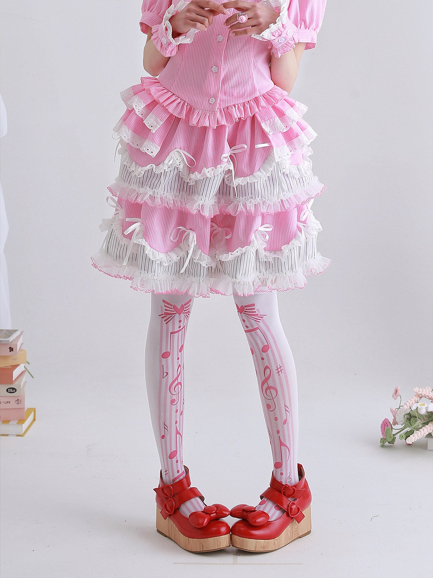 SOS MEME CLUB - Pink Stripe Puff Skirt skirt SOS MEME CLUB