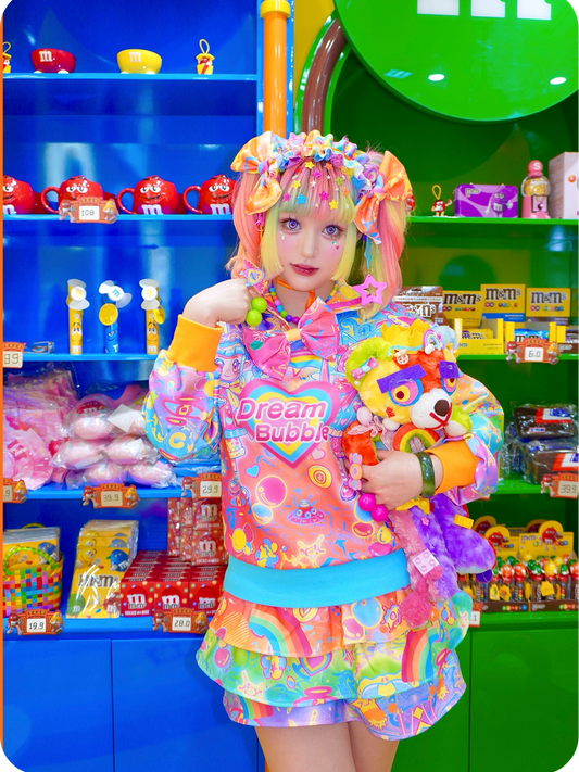 Dream Bubble - Decora Rainbow Sailor Sweat Set set Dream Bubble Set (Top + Skirt + Leg Warmers)