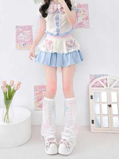 2 Bears - Kawaii Chiffon Flared Leg Warmers with Bows leg warmmers 2 bears