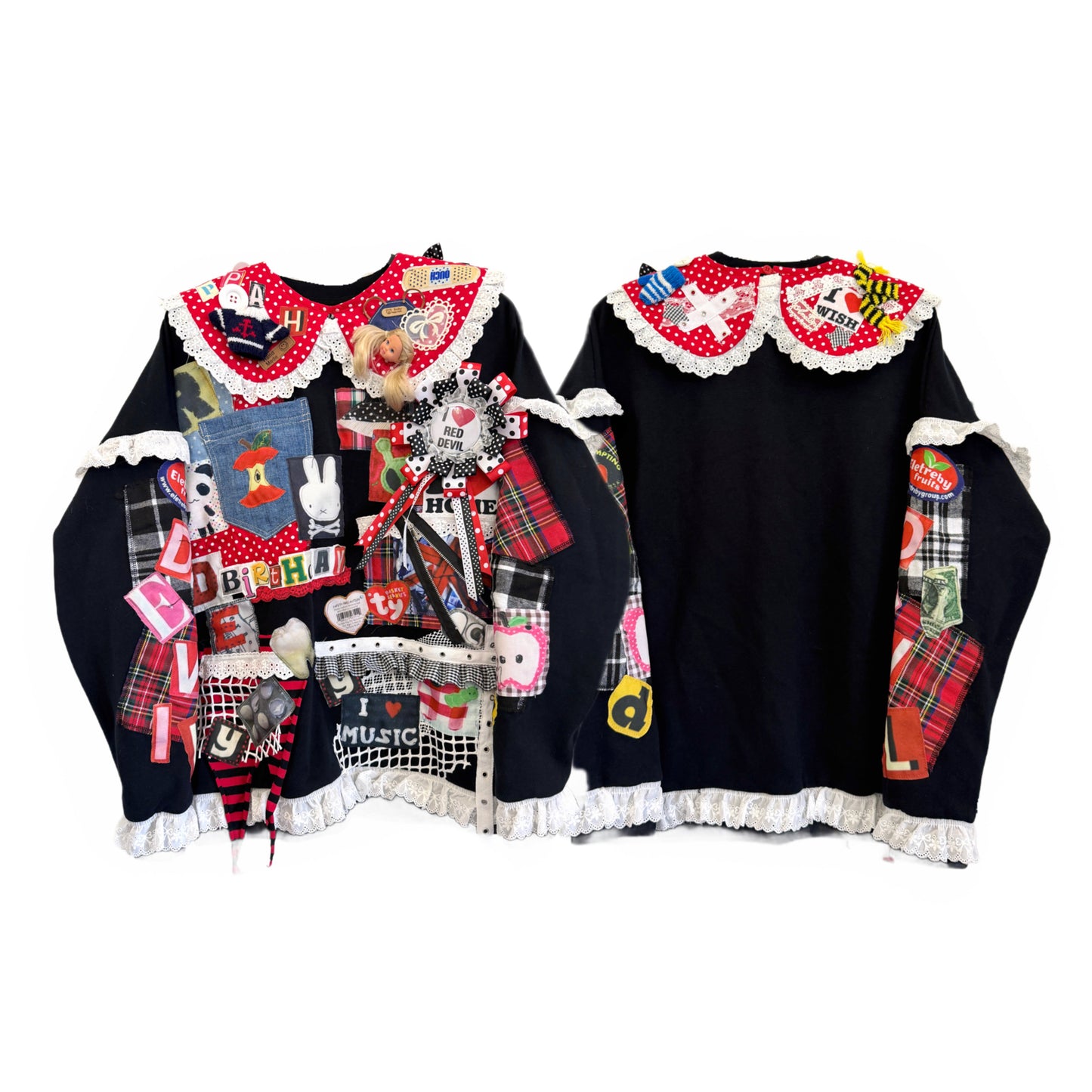 RedDevil - Patchwork Doll Collar Sweatshirt sweatshirt Red Devil