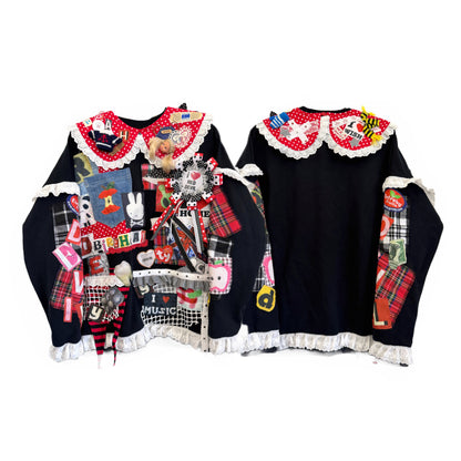 RedDevil - Patchwork Doll Collar Sweatshirt sweatshirt Red Devil