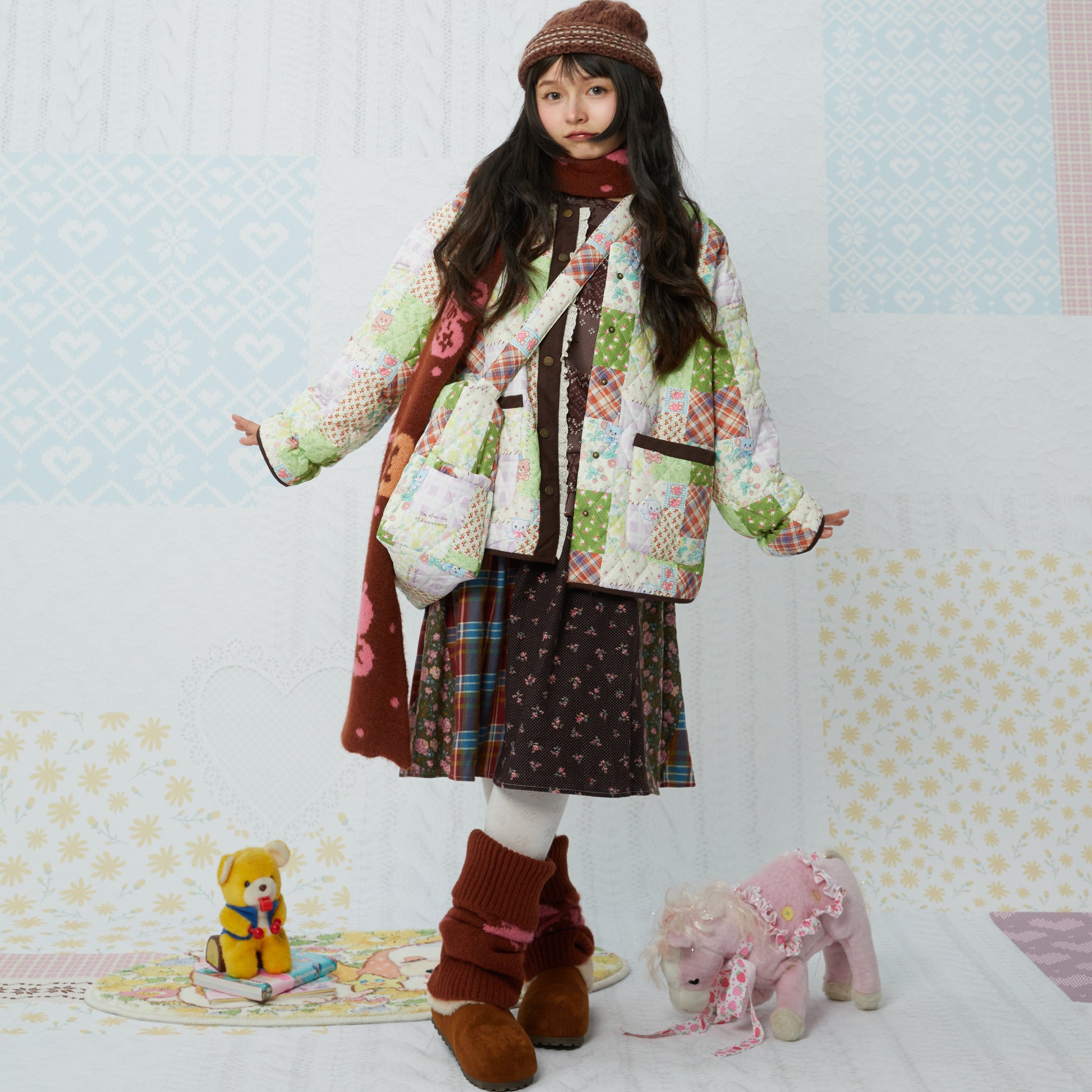 KaiXin hostel - Quilted Cute Print Padded Jacket coat KaiXin hostel