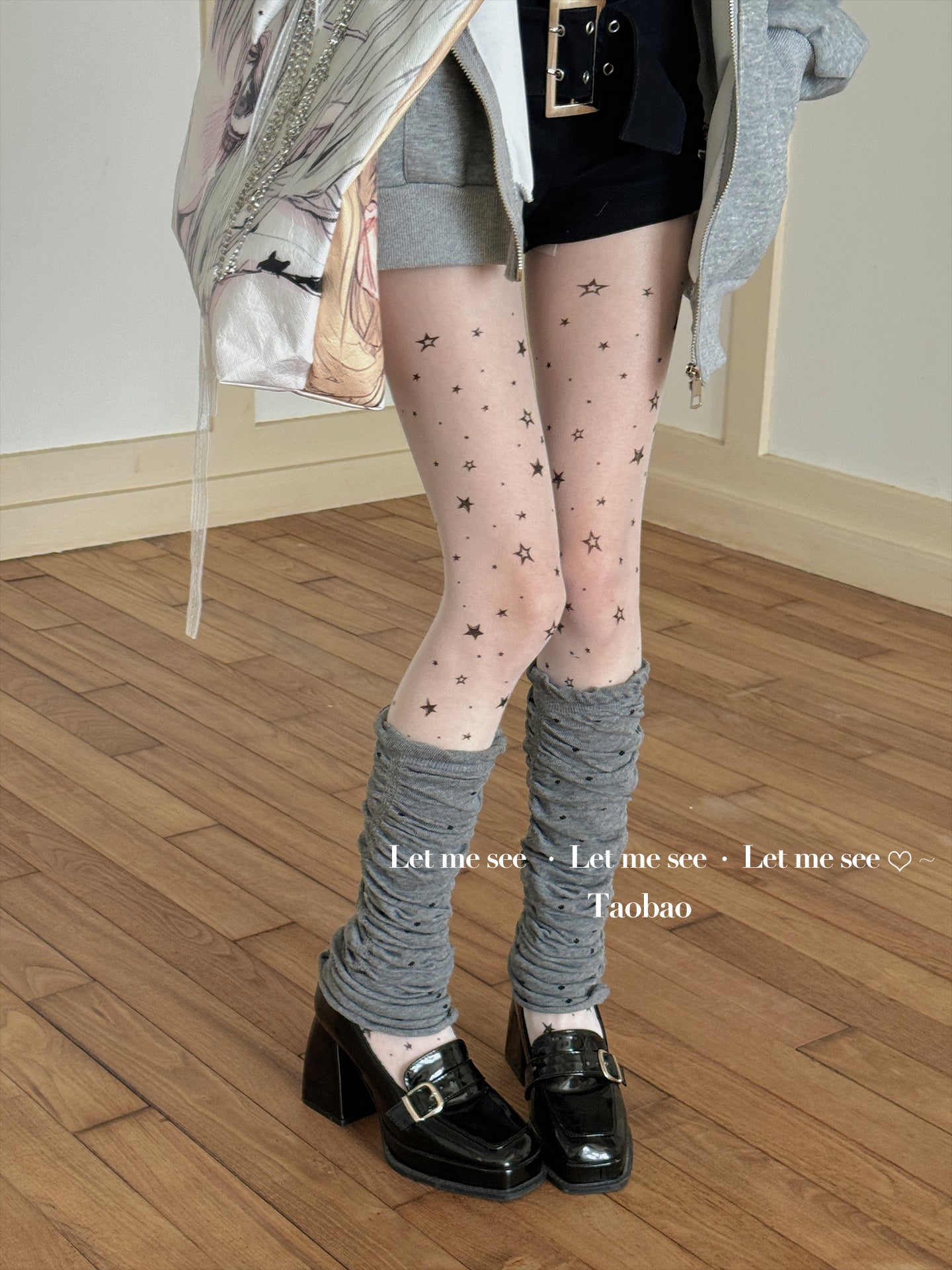 LET ME SEE - Kawaii Star Print Tights tights let me see