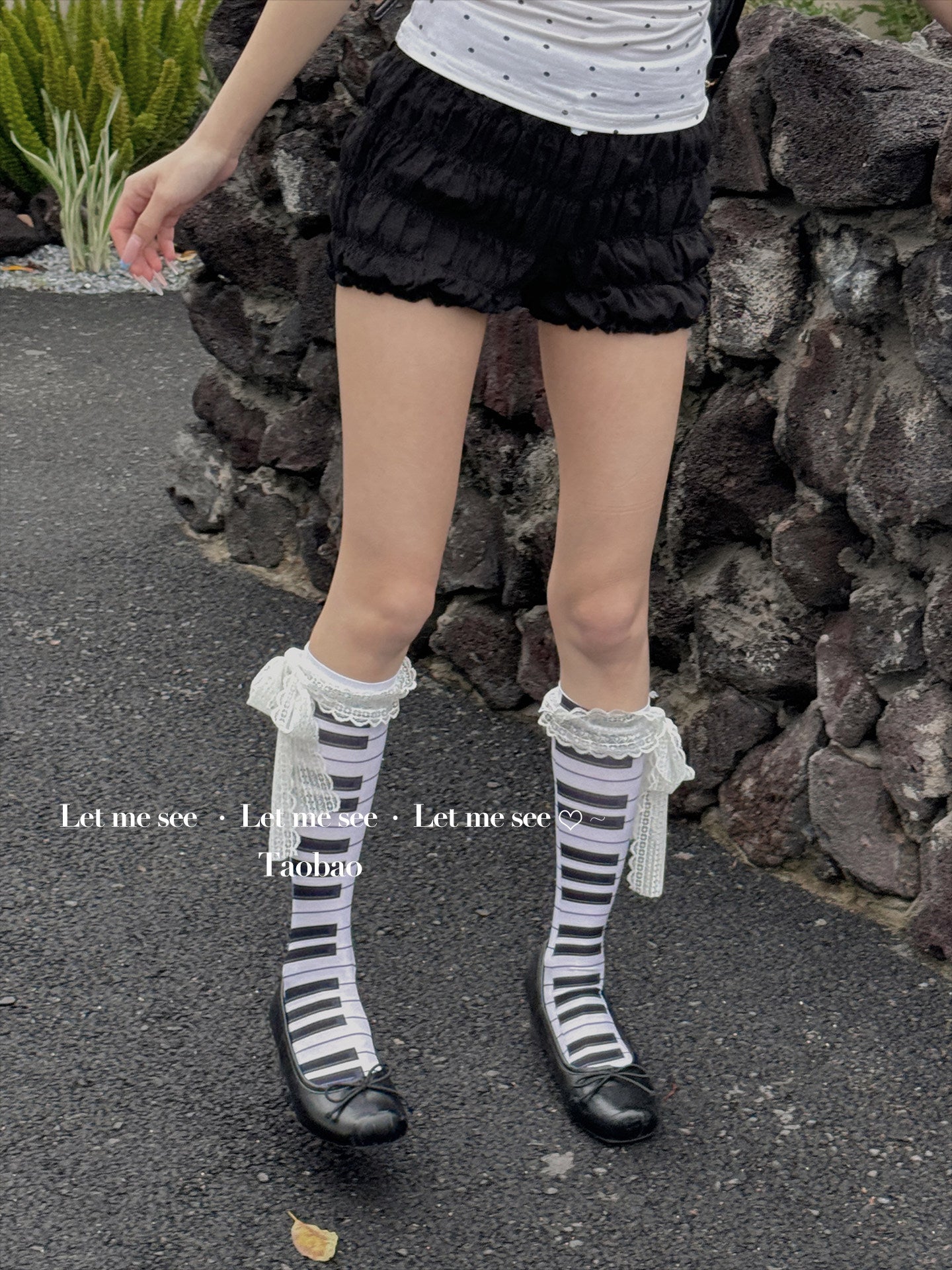 LET ME SEE - Polka Note Lace Socks socks let me see