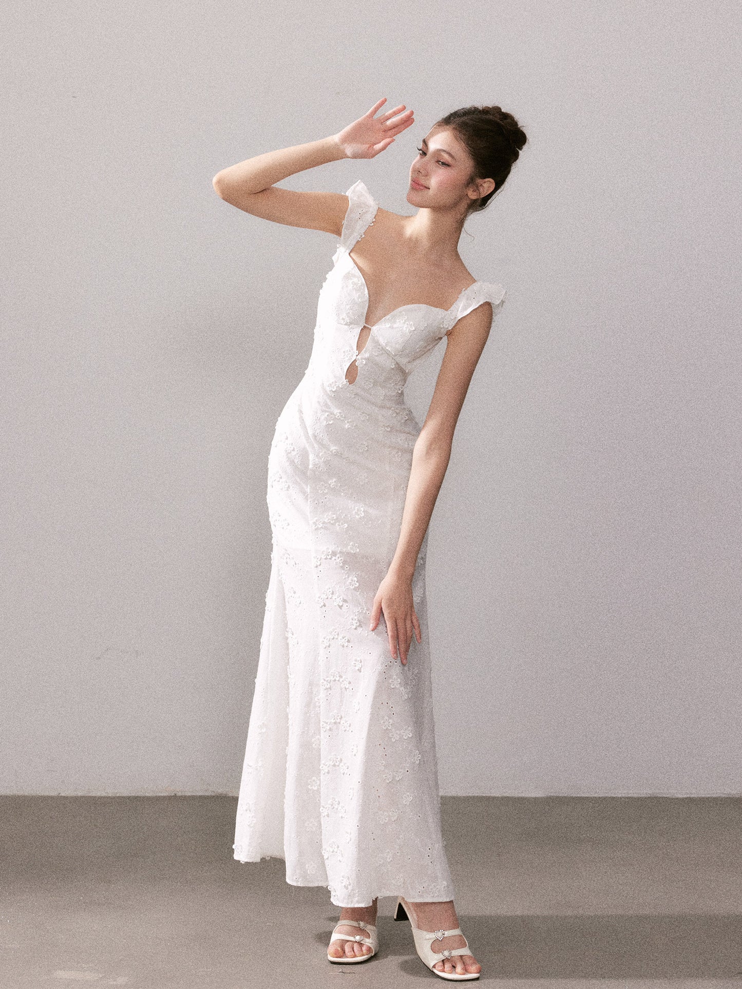 YZZI HE - Ivory Lace Floral Maxi Dress dress YZZI HE