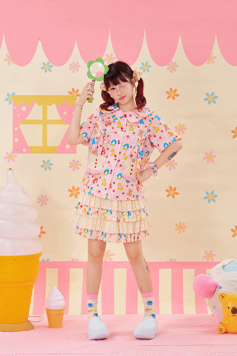 NIKKOU - Polka Dot Layered Skirt Shorts skirt Nikkou home