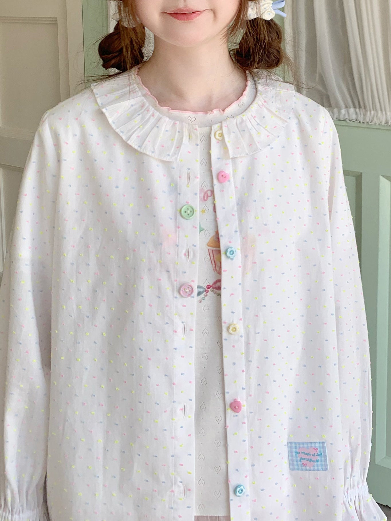 Peach Party - White Colorful Button Cardigan