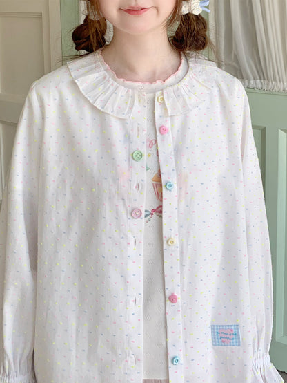 Peach Party - White Colorful Button Cardigan