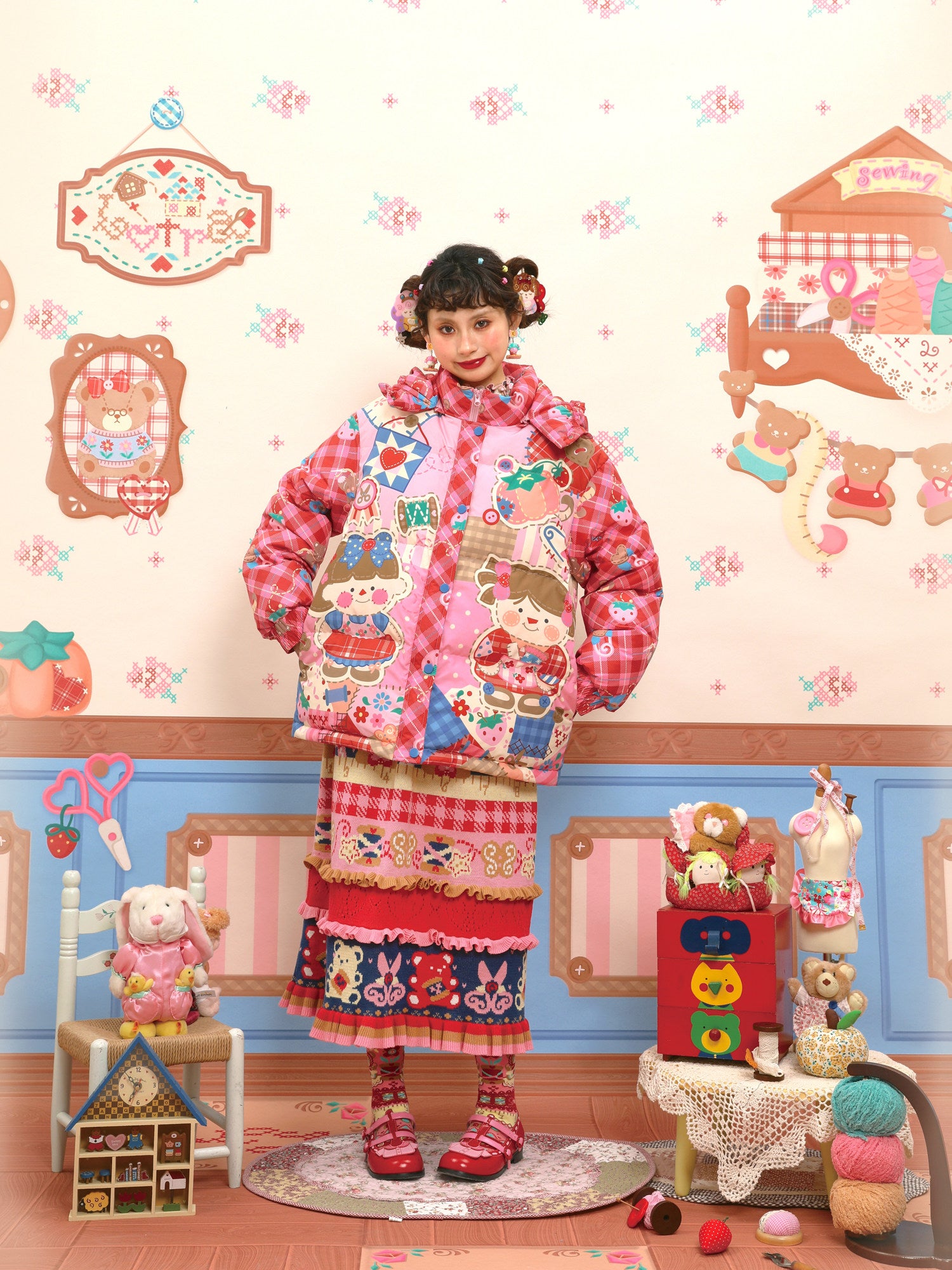 Lutra Jump - Decora Pink Down Hooded Jacket coat Lutra Jump