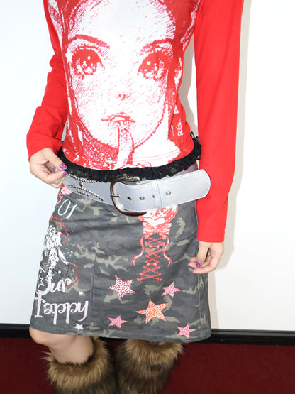 OurHappy - Red Lace Slim T-Shirt shirt Our Happy