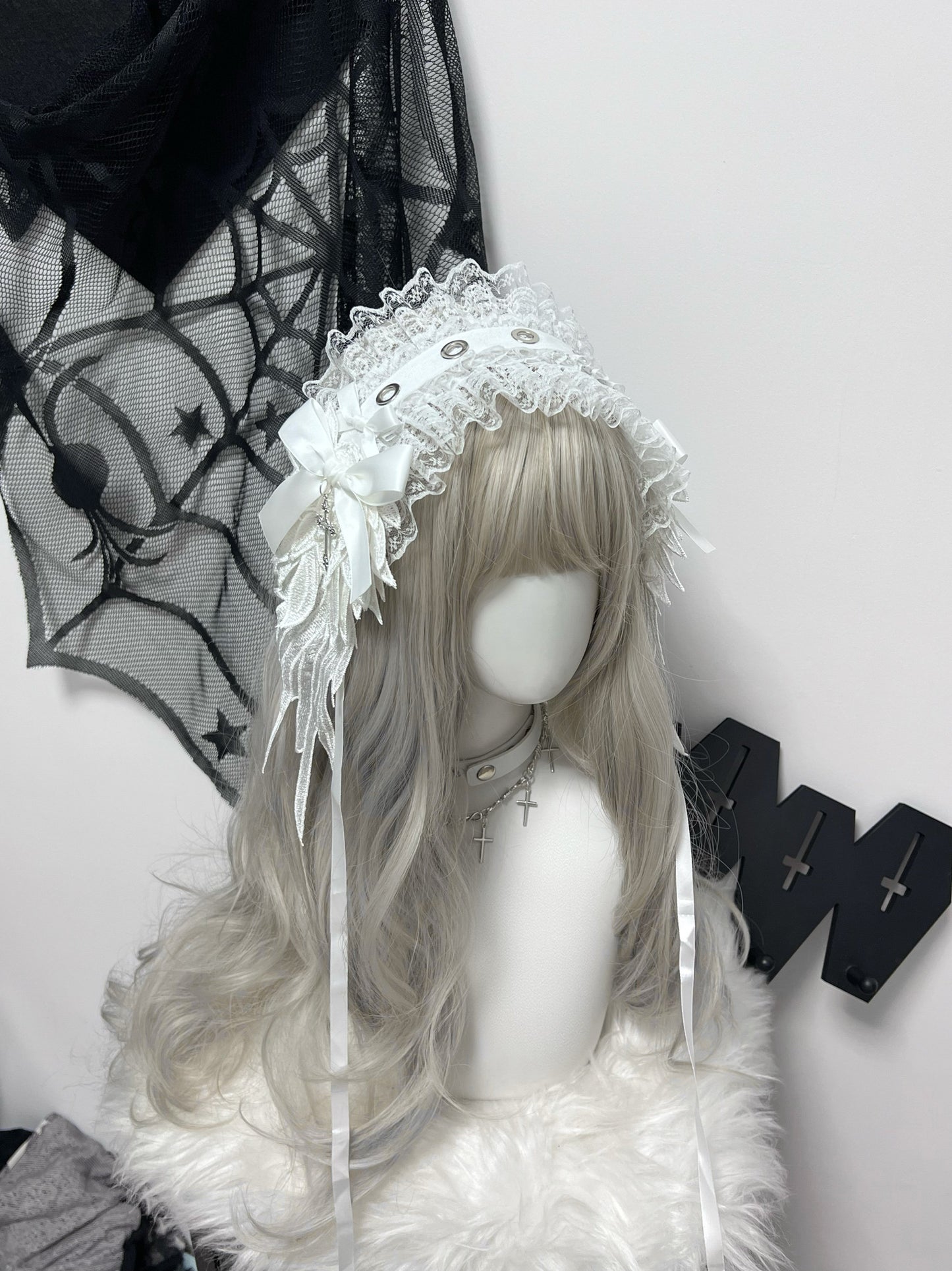 1Gangster Inn - Wing Lace Gothic Lolita Headband hairband 1GASTERINN