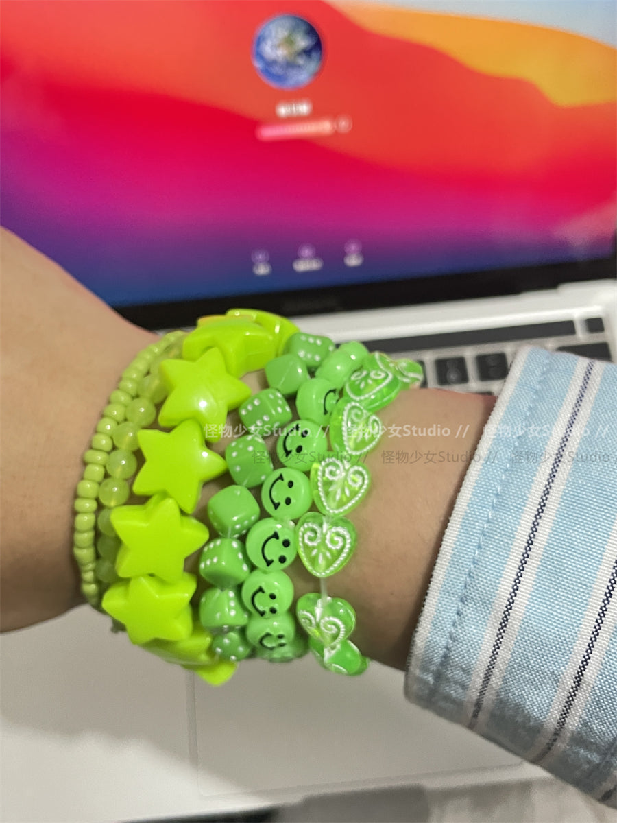 YUMENGIRL - Kawaii Decora Dopamine Bracelet with Candy Colors & Star Charms bracelet YUMENGIRL