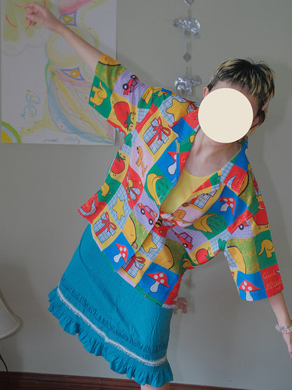 No Blue Today - Colorful Print Oversized T-Shirt shirt No Blue Today