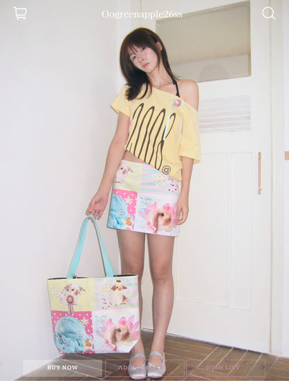 Oogreenapple - Ice Cream Bunny Kawaii Tote Bag bag Oogreenapple