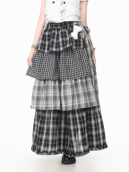 Languid Park - Plaid Tiered Maxi Skirt skirt Languid Park