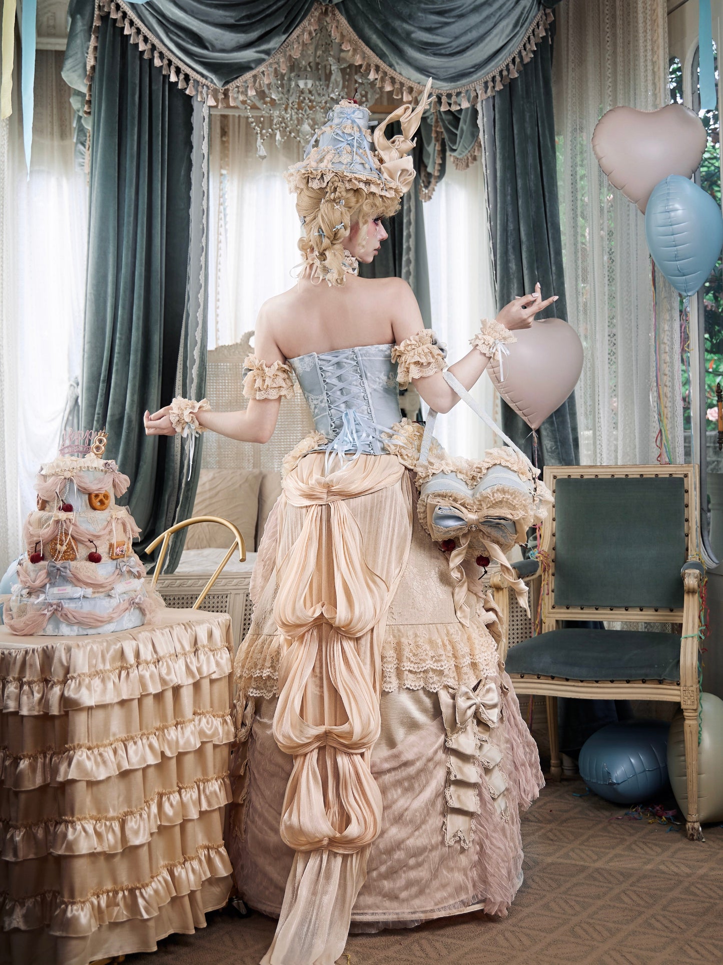 BLOOD SUPPLY - Mousse Soirée Rococo Lolita Bustle Skirt with Train dress BLOOD SUPPLY