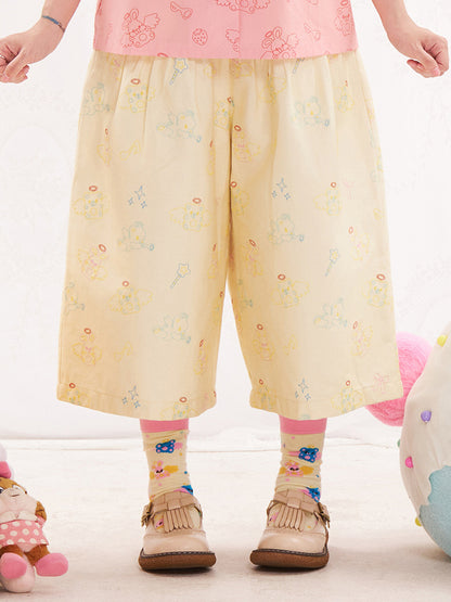 NIKKOU Kawaii Denim Cropped Pants | Harajuku Embroidered Capri Pants pants Nikkou home apricot S