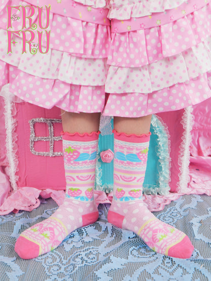 frufru - Strawberry Cake Print Socks sock frufru