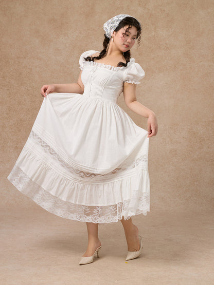 LaceMade - French Style Cinderella Cotton Lace Princess Dress Plus Size dress LaceMade