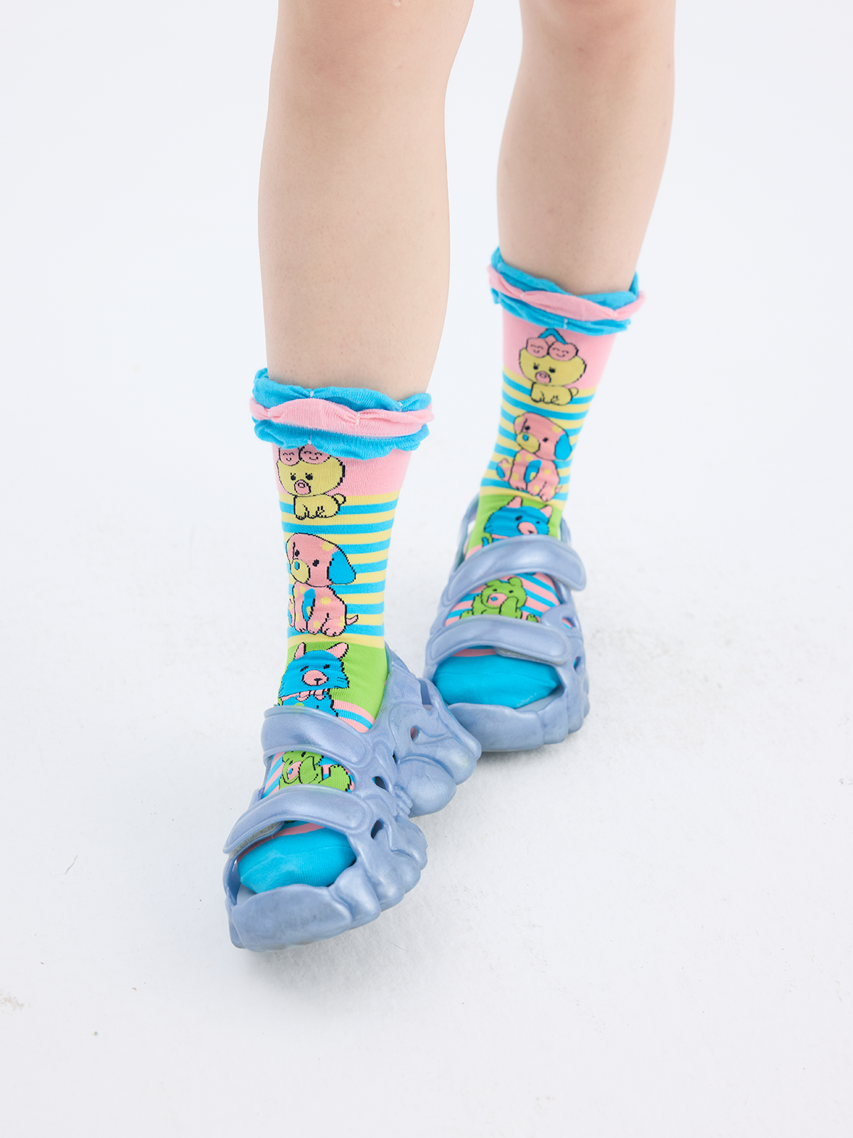tntntutu - Cute Animal Stripe Crew Socks | Kawaii Harajuku Colorful Socks sock tntntutu