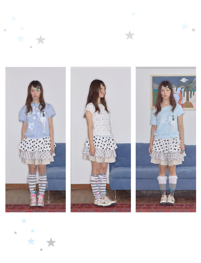 Have A Meal - Polka Dot Layered Bubble Skirt