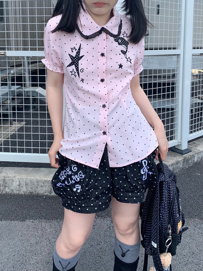CokoStore - Pink Polka Dot Dolphin Peter Pan Shirt shirt coko store