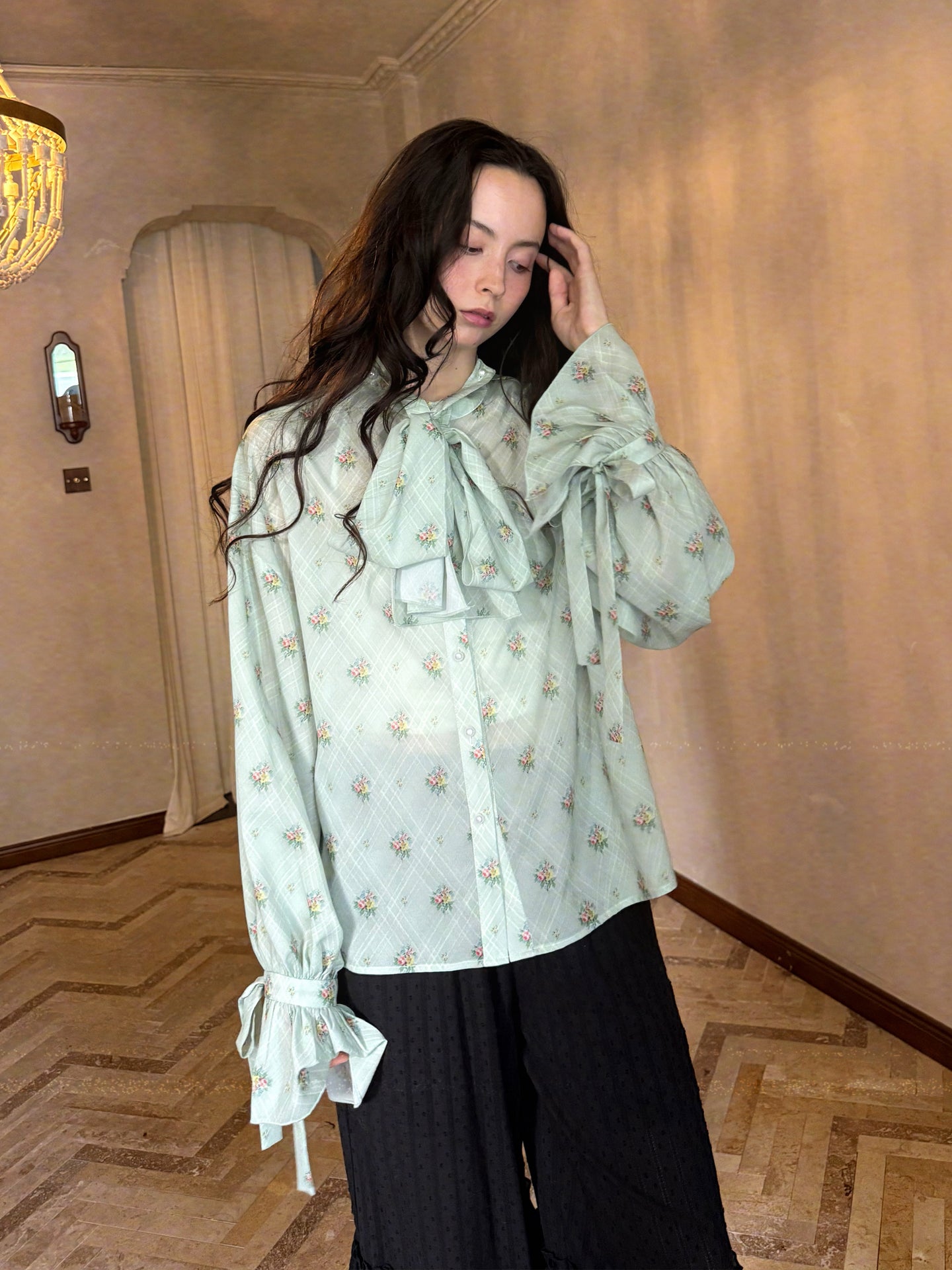 Daytoday Everyday Institute – Vintage Bow Jacquard Blouse blouse daytoday everyday institute