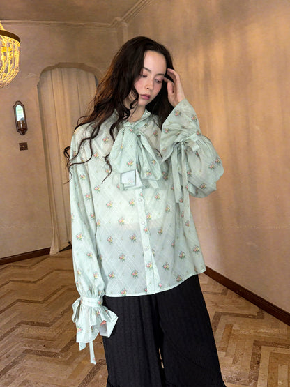 Daytoday Everyday Institute – Vintage Bow Jacquard Blouse blouse daytoday everyday institute