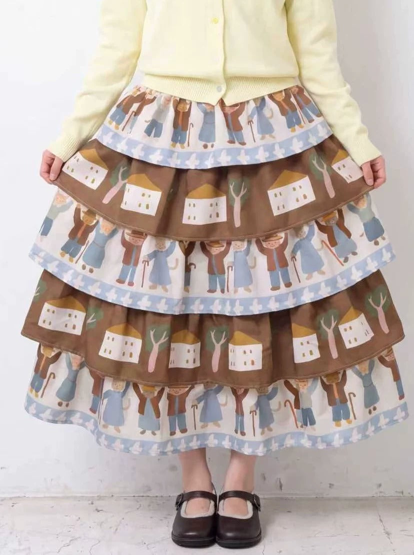 MeowMeow Bug - Vintage Farm Cat Layered Cake Skirt skirt MeowMeow Bug