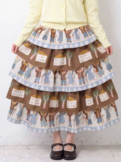 MeowMeow Bug - Vintage Farm Cat Layered Cake Skirt skirt MeowMeow Bug