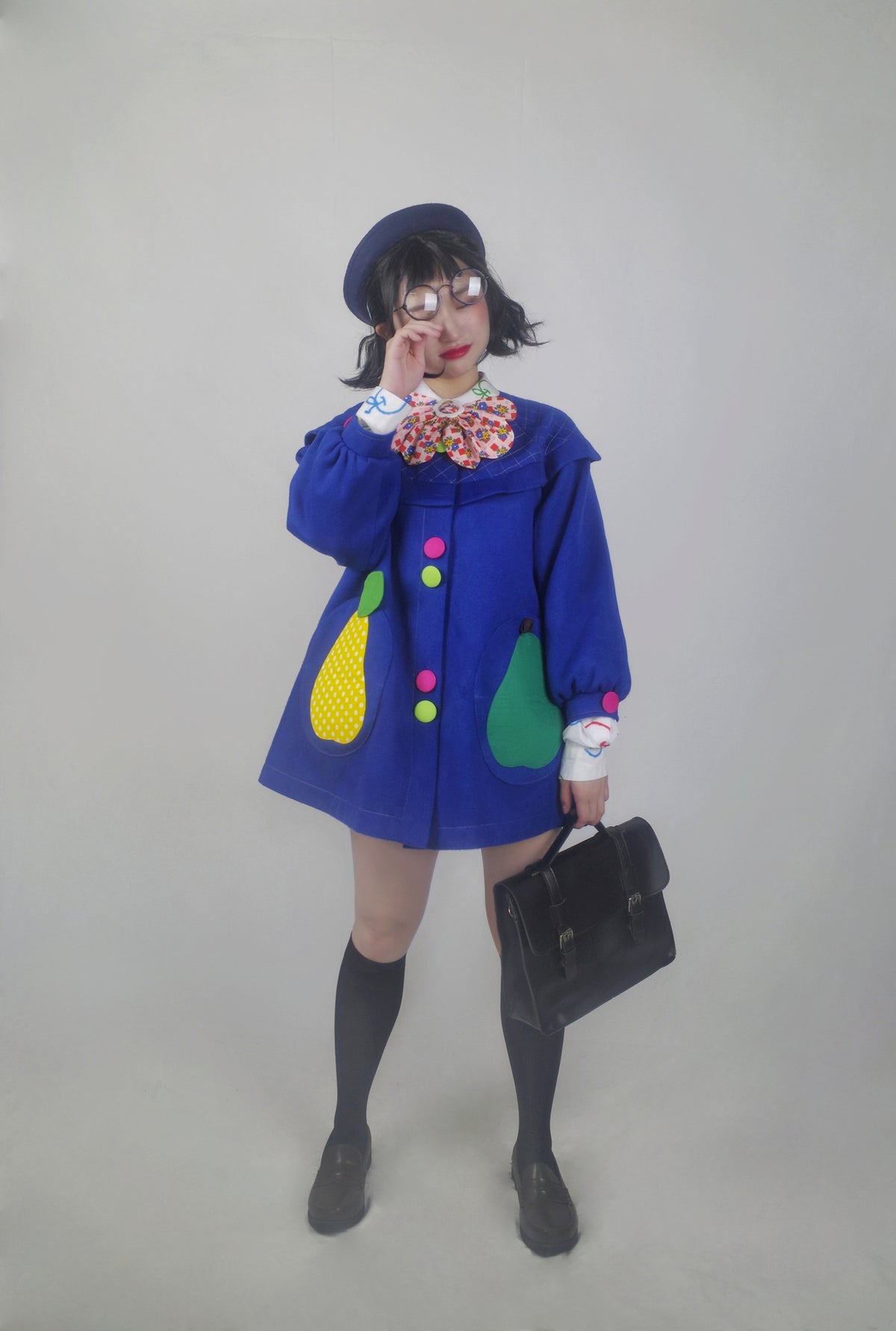 GOODBABY - Fruit Patchwork Color Block Wool Coat coat goodbaby
