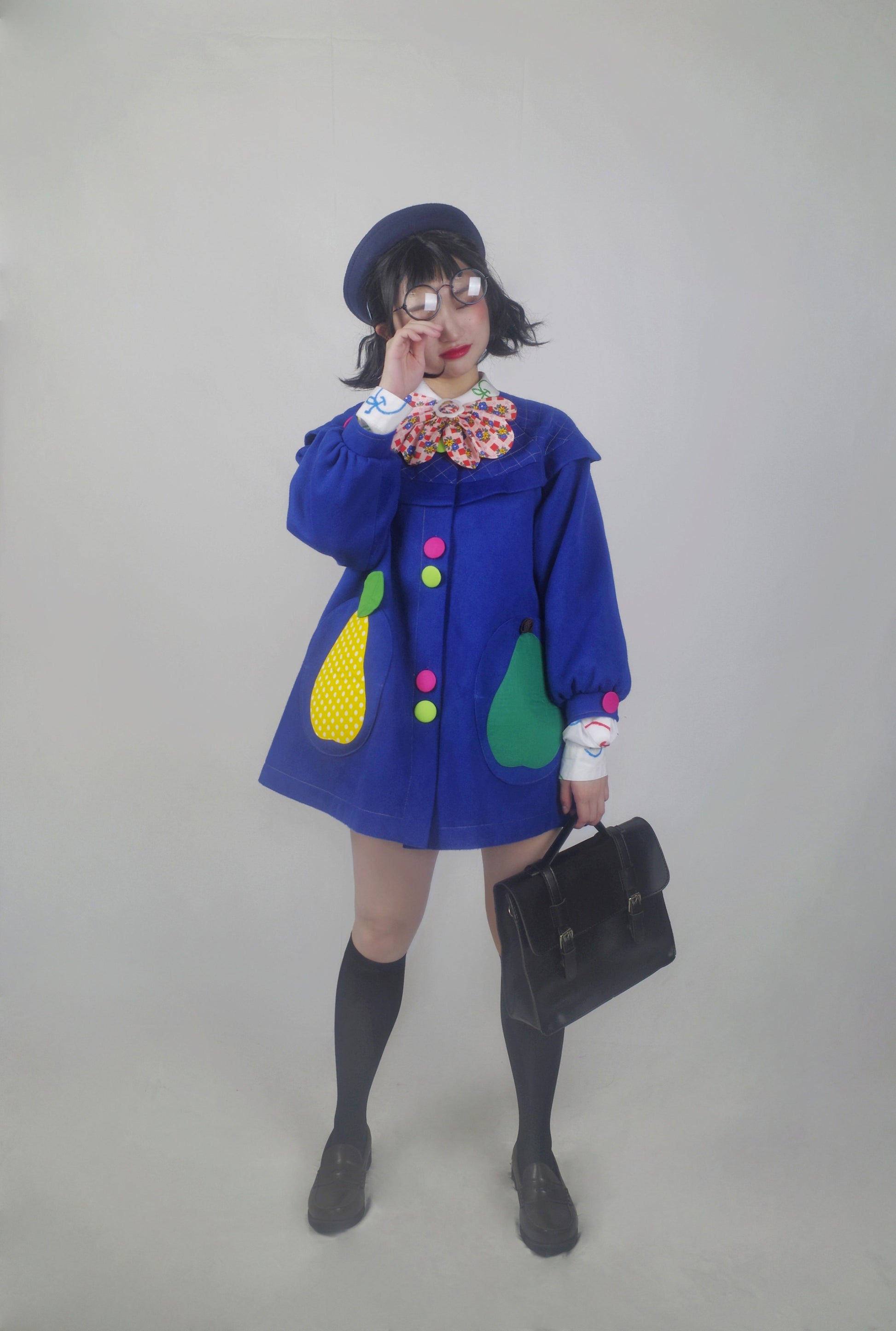 GOODBABY - Fruit Patchwork Color Block Wool Coat coat goodbaby