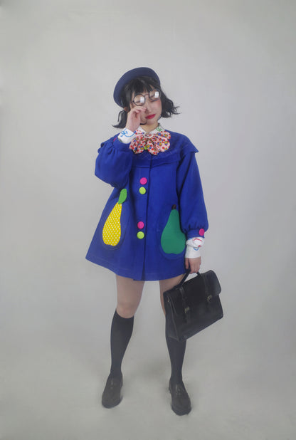 GOODBABY - Fruit Patchwork Color Block Wool Coat coat goodbaby