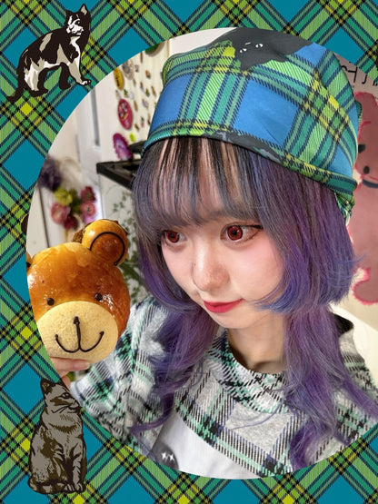 bunnybunnygun - Harajuku Cat Print Square Scarf Kerchief bunnybunnygun