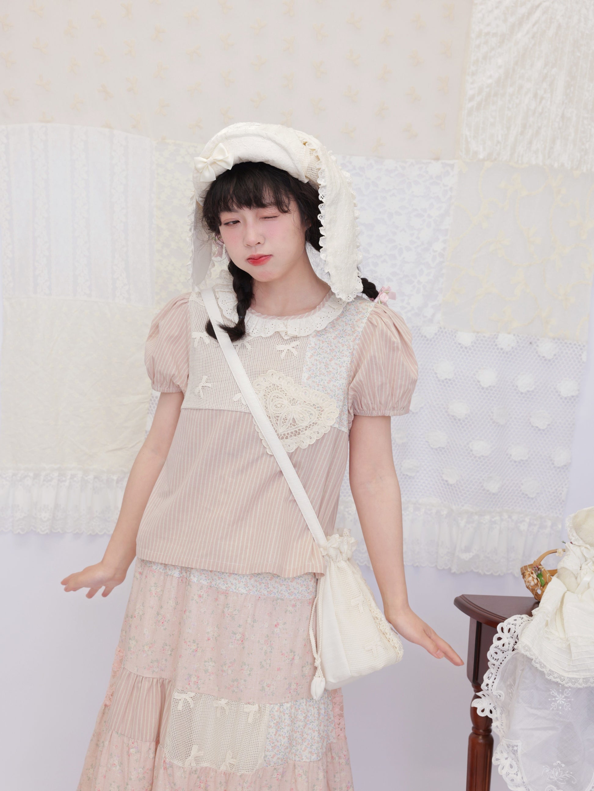 SemenCoicis - Floral Patchwork Puff Blouse shirt SemenCoicis