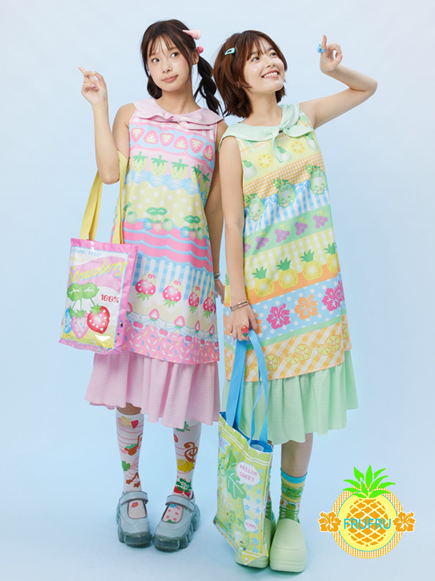 frufru - Kawaii Fruit Print Cotton Sailor Collar Dress for Summer dress frufru