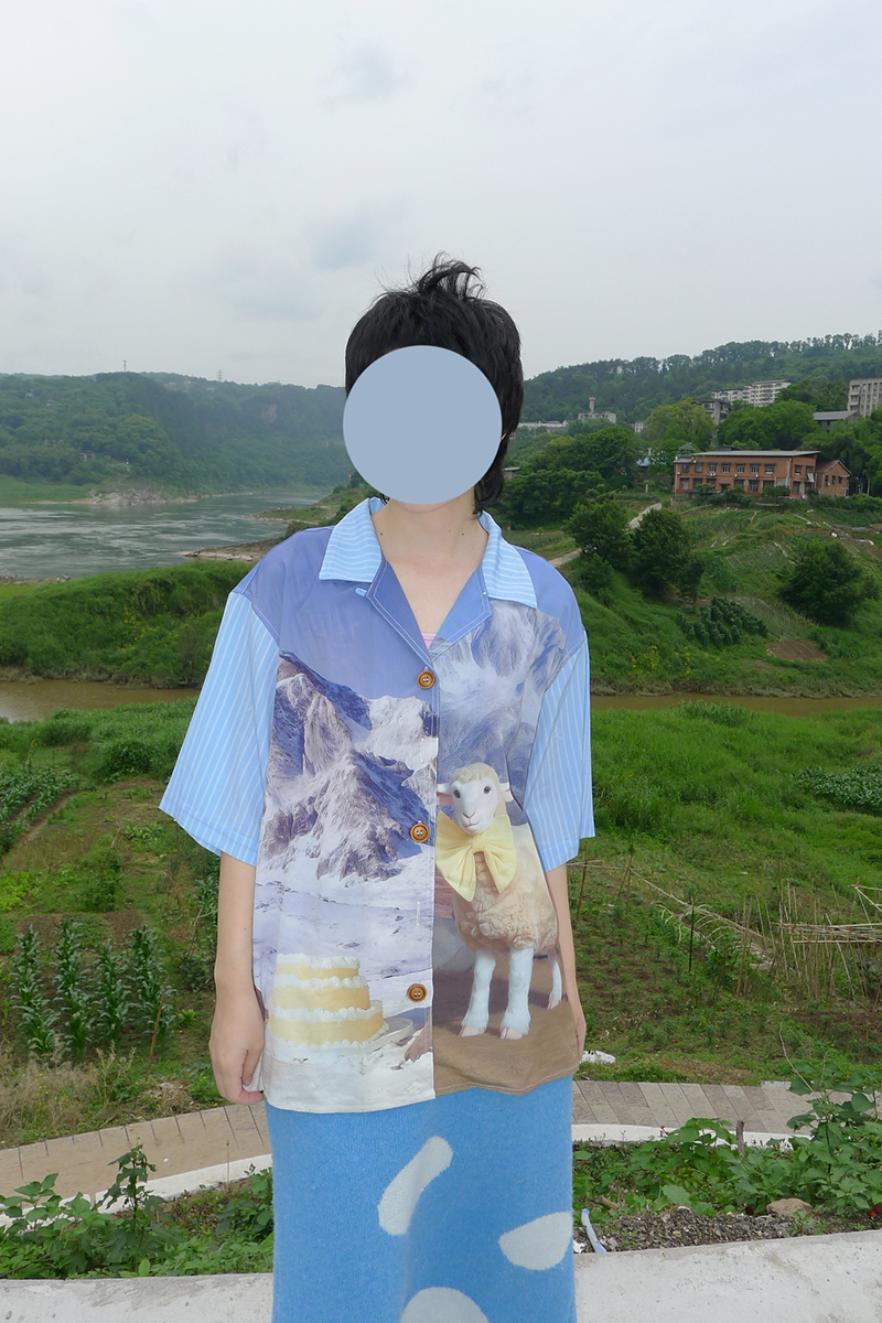 No Blue Today - Snow Mountain Cake Sheep Bow Shirt shirt No Blue Today