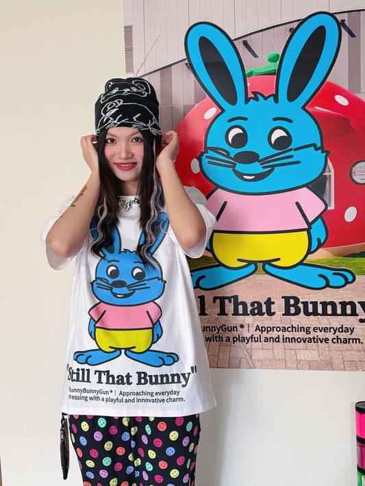 bunnybunnygun - White Bunny Graphic Loose Tee tshirt bunnybunnygun