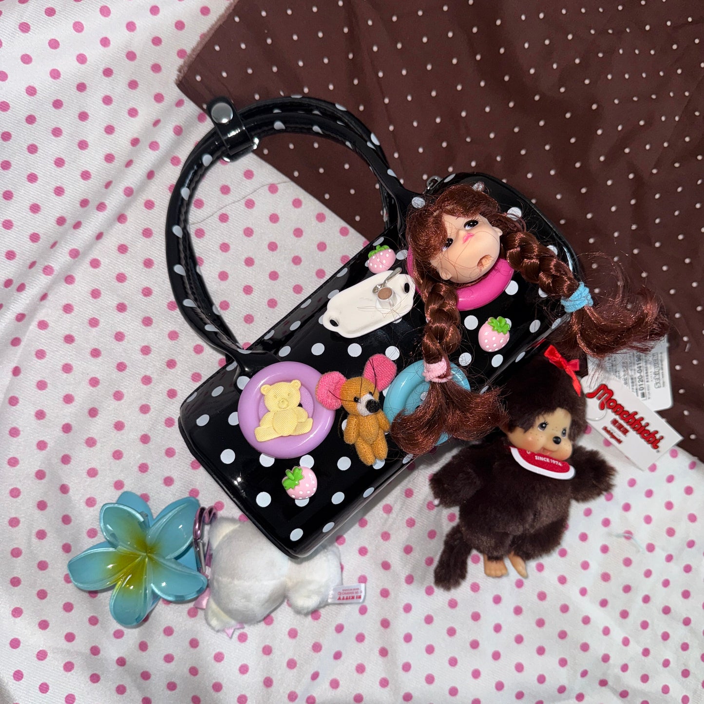Hottie - Y2K Black Polka Dot Mini Pillow Bag