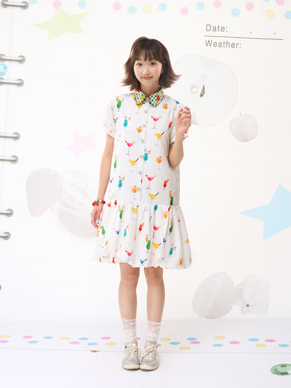 FRUITS Bubble Drink Summer Dress | Original Soda Shirt-Collar Dress dress Fruits