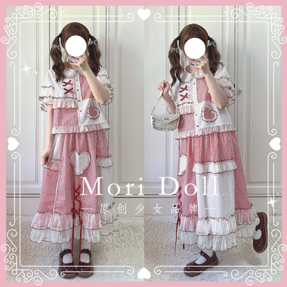 Mori Doll – Heart Patchwork Midi Skirt skirt Mori Doll