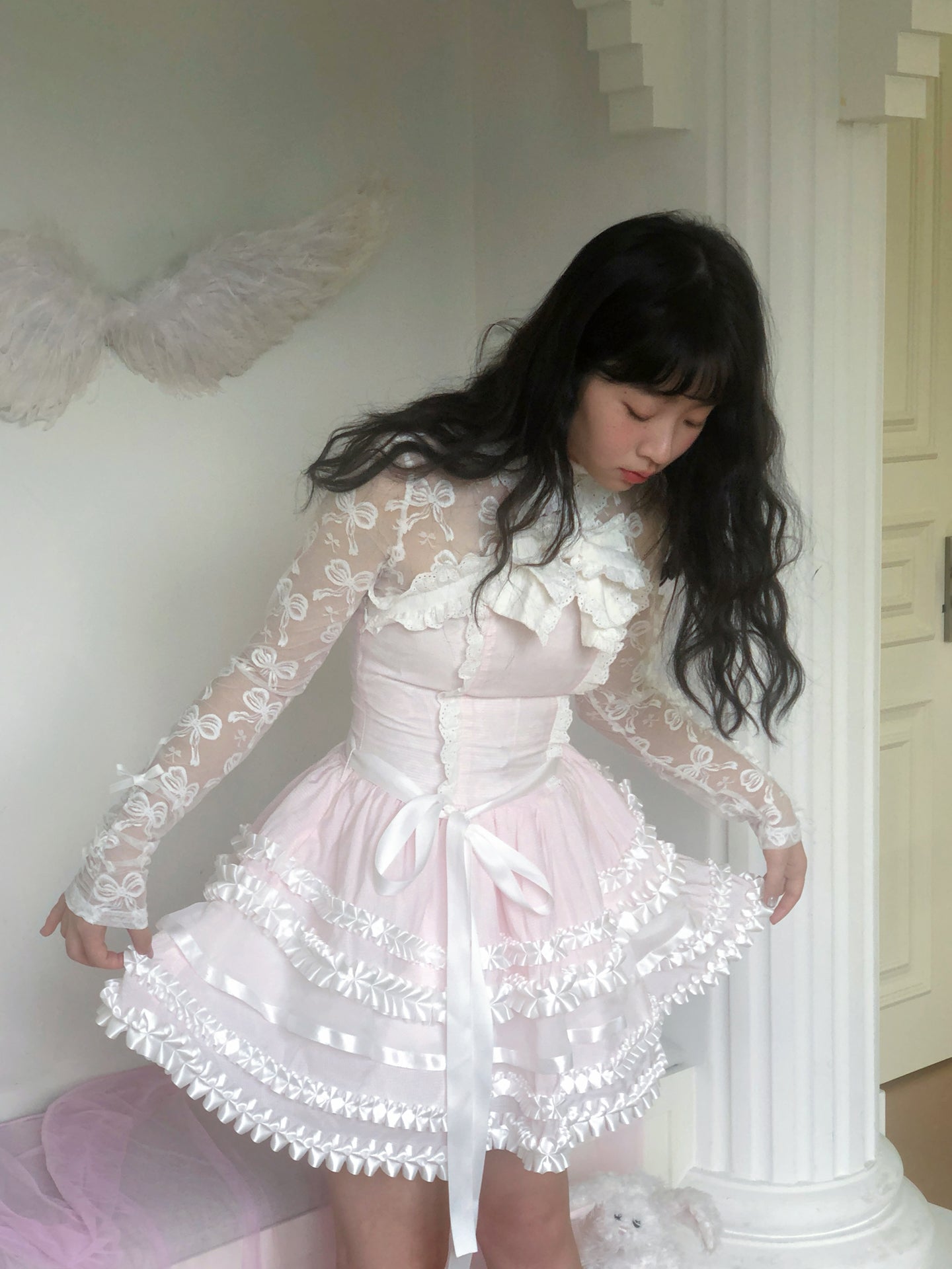 Daytoday Everyday Institute – Layered Ruffle Bow Cake Dress dress daytoday everyday institute