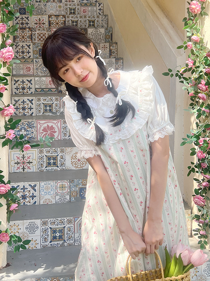 Mameya - Sweet French Puff-Sleeve Layered Dress dress Mameya