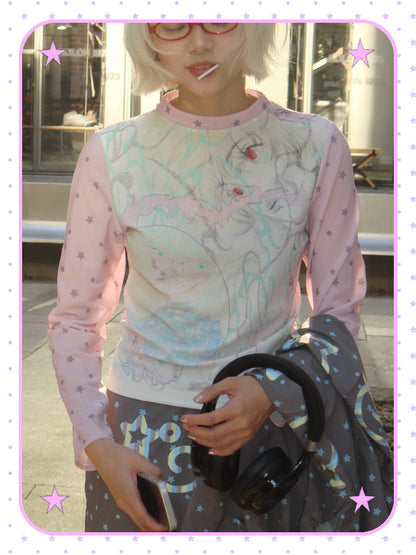 RustSet - Pink Polka Dot Long Sleeve Top shirt rustset