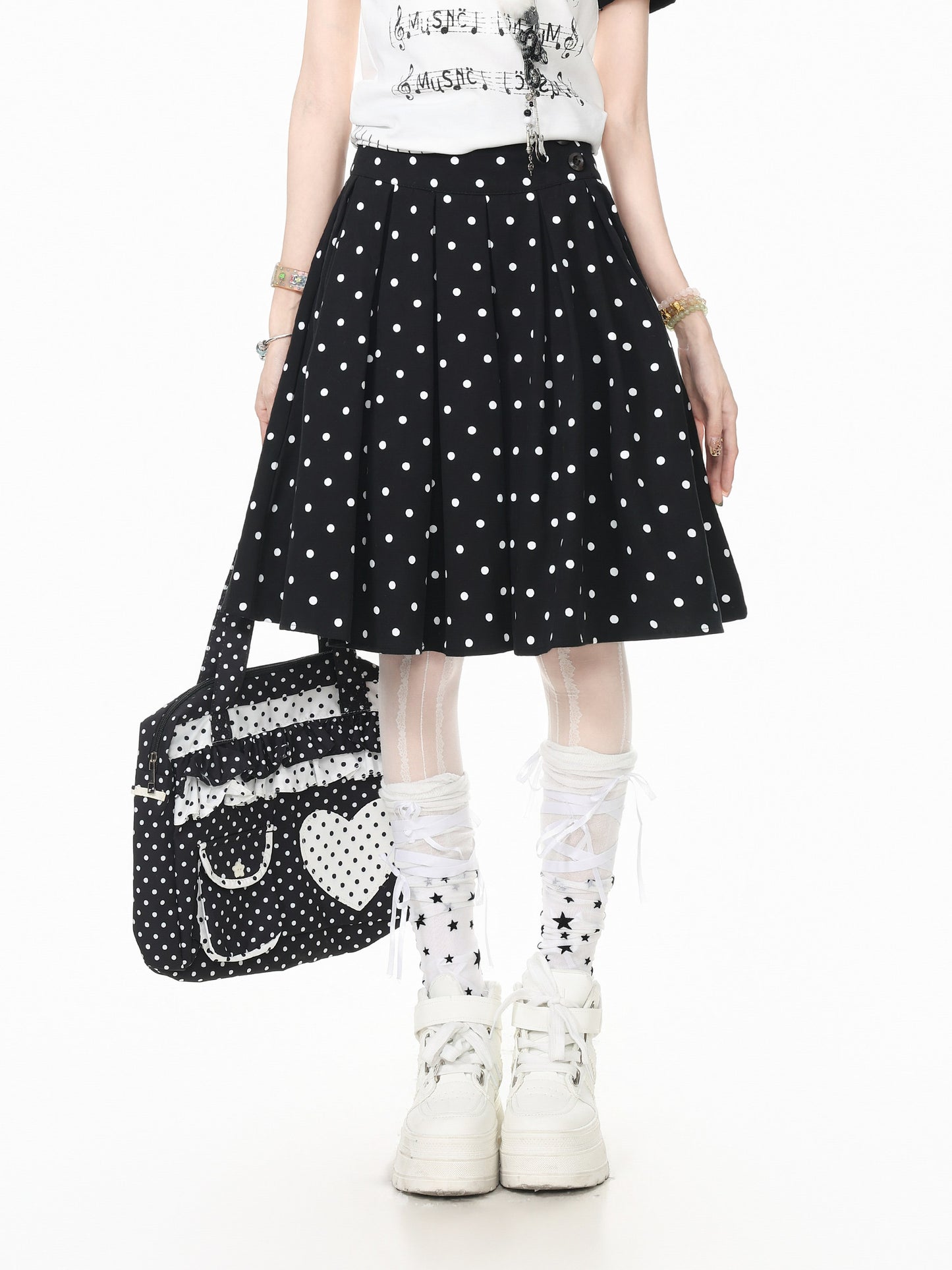 Languid Park - Polka Dot Pleated Midi Skirt skirt Languid Park
